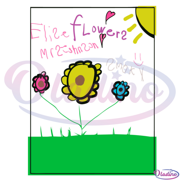 Hello Mrs Johnson Flower and Sun Svg Digital File, Drawing Svg