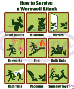 How to Survive a Werewolf Attack Svg Digital Files, Survival Svg