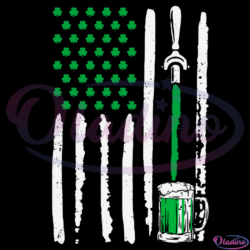 Irish American Flag Draft Beer Shamrock Svg Digital File