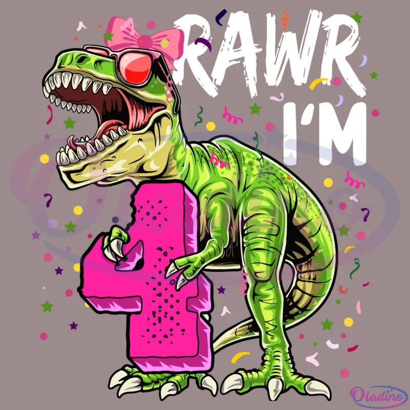 Kids Rawr I'm 4 Svg Digital File