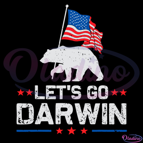 Lets Go Darwin Bear US Flag Svg Digital File