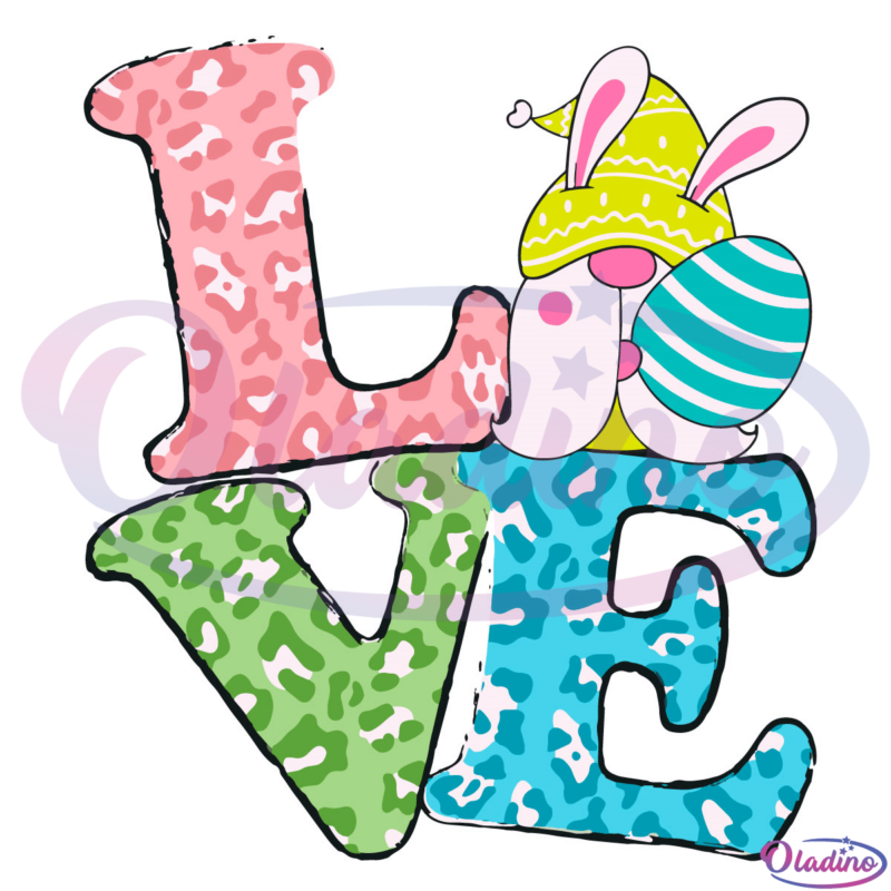 Love Easter Bunny Egg Gnome Svg Digital File, Easter Day Love Svg