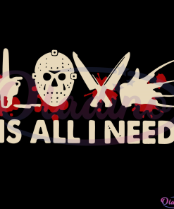 Love is all I need Jason Voorhees Face Svg