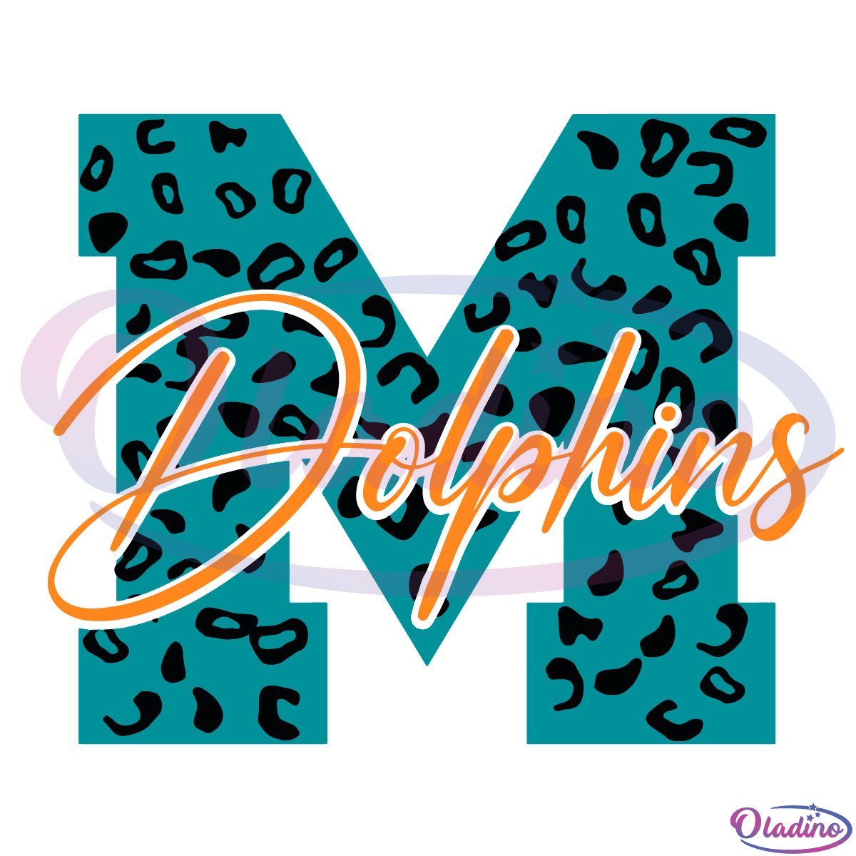 M Miami Dolphins Leopard Pattern SVG Digital File-Oladino