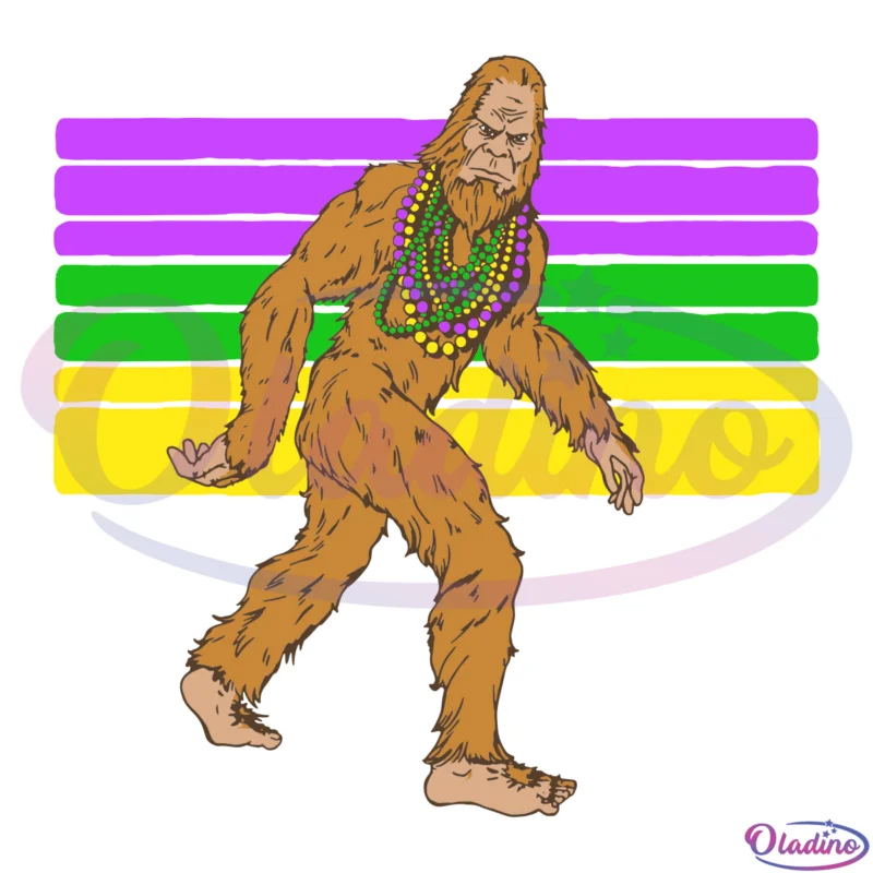 Mardi Gras Bigfoot With Beads Svg