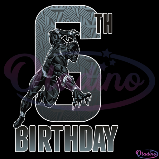 Marvel Black Panther Action Pose 6Th Birthday Premium Svg Digital File