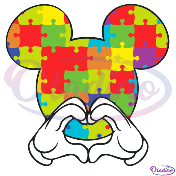 Mickey Head Autism Love Svg, Autism Awareness Mickey Svg Digital File