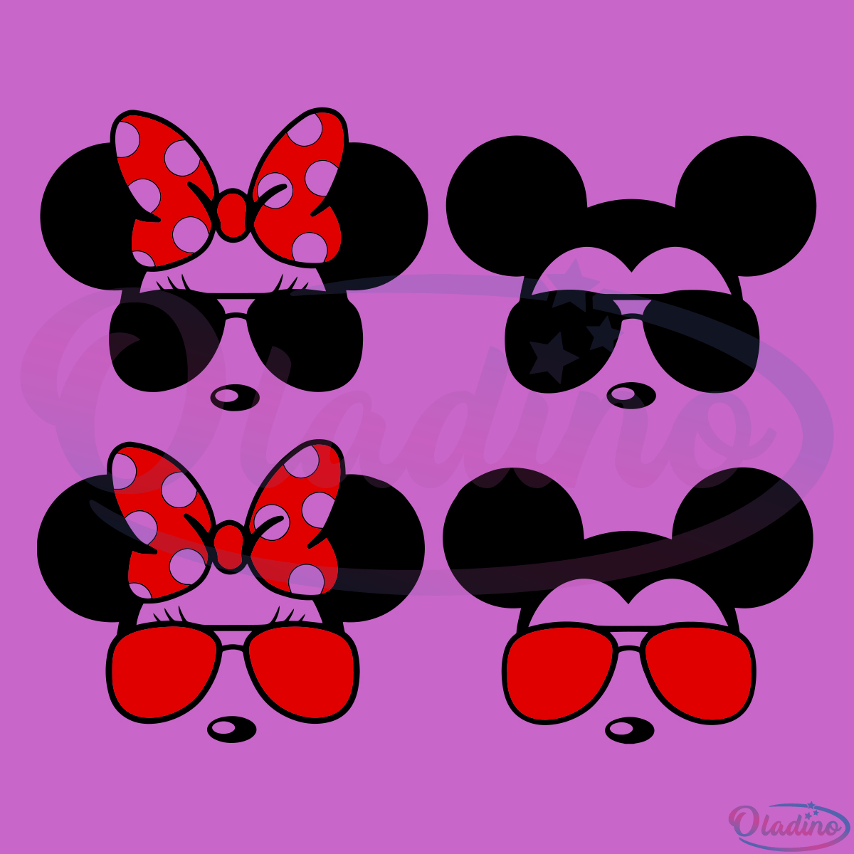 Mickey Mouse Sunglasses Bundle Svg Digital File, Minnie Mouse Head