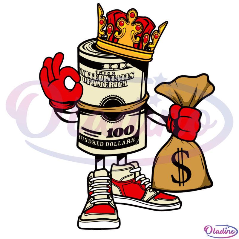 Money Roll King Crown Svg Digital File, Cash Crown Svg, Hip Hop Svg