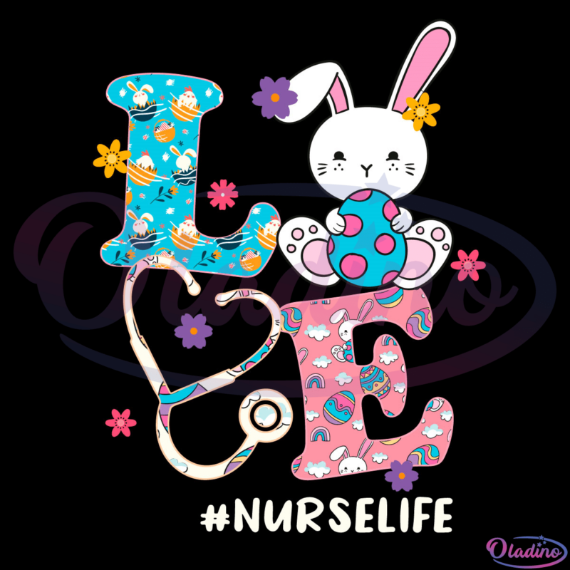 Nursing Stethoscope Scrub Life Nurse Bunny Svg Digital File