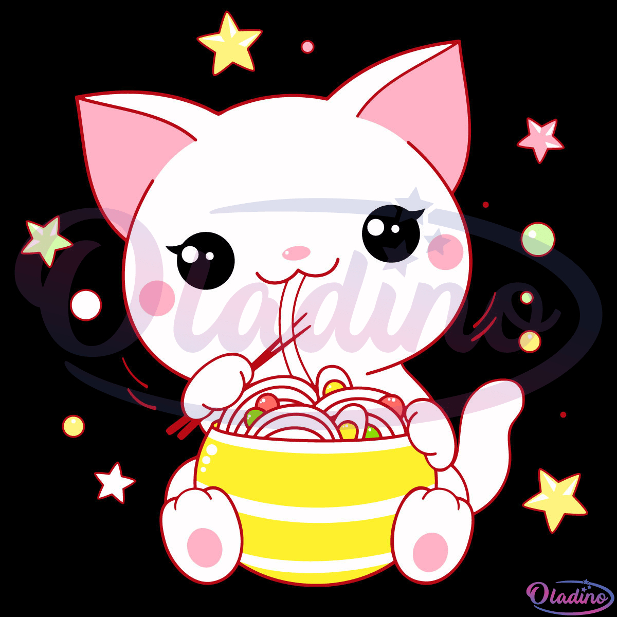Ramen Cat Kawaii Anime Svg Digital File, Japanese Food Svg