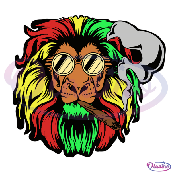 Reggae Rasta Lion Svg Digital File, Smoking Svg, Lion Svg