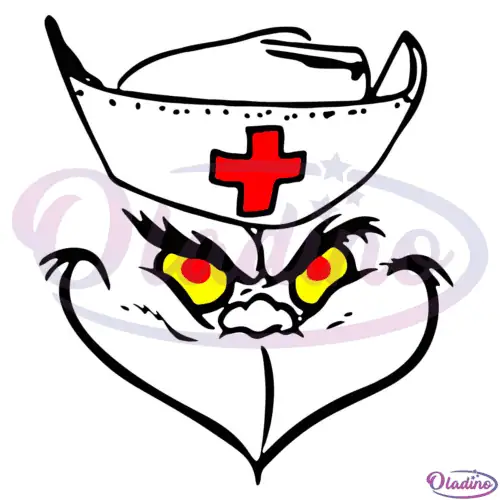 Resting Grinch Face Nurse SVG