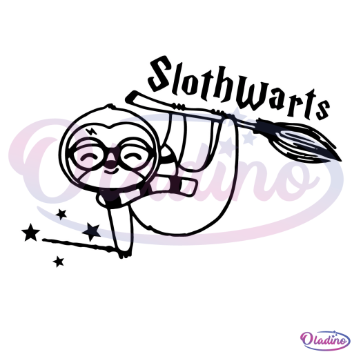 Slothwarts Magical Svg Digital File, Harry Potter Svg, Broomstick Svg