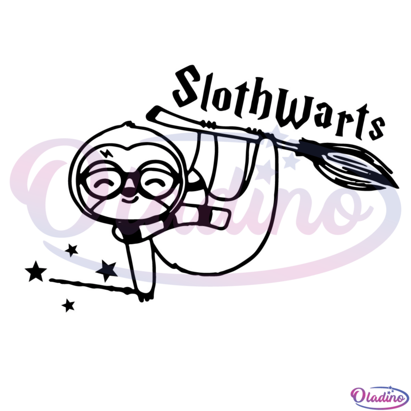 Slothwarts Magical Svg Digital File, Harry Potter Svg, Broomstick Svg