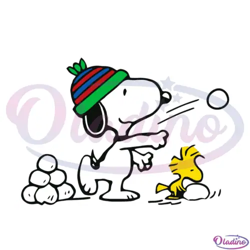 Snoopy Snowball Fight Svg