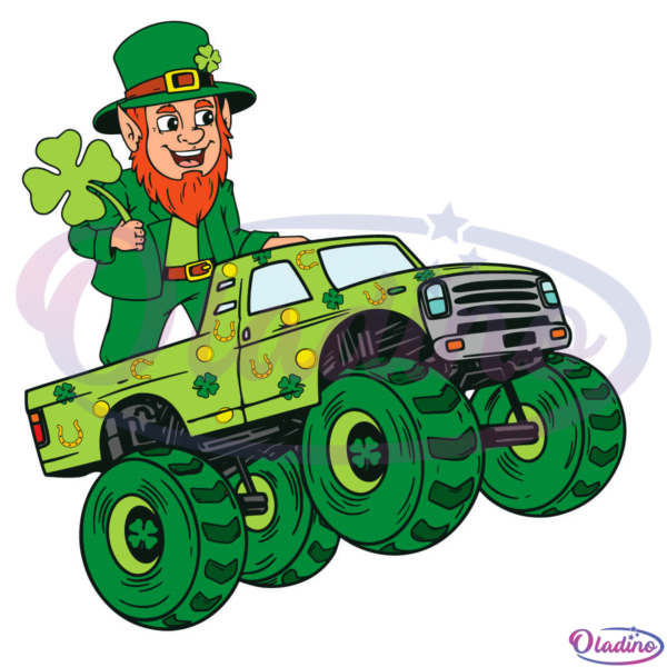 St Patricks Day Leprechaun Monster Truck Svg Digital File