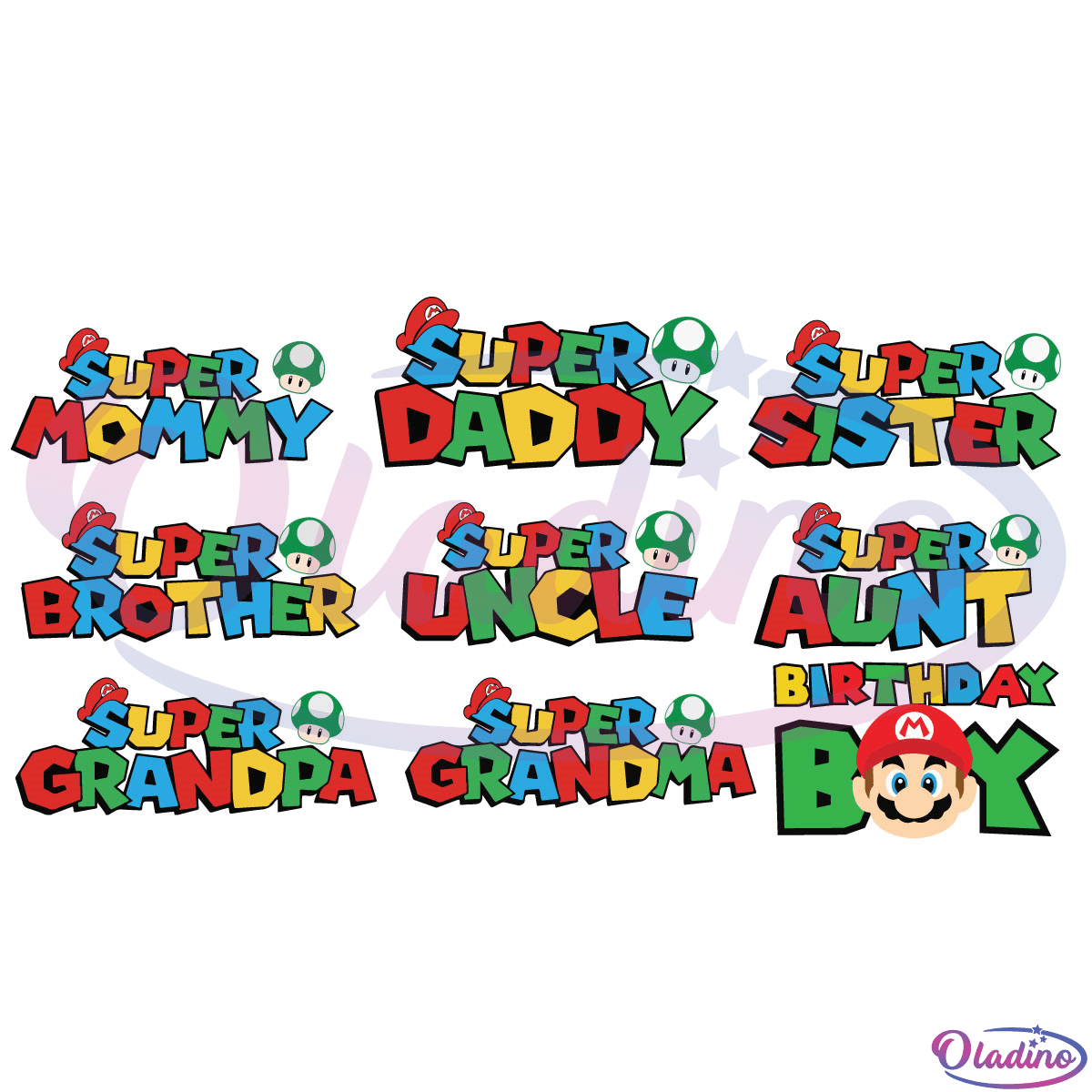Super Mario Birthday Family SVG Bundle Digital File, Super Mario Svg