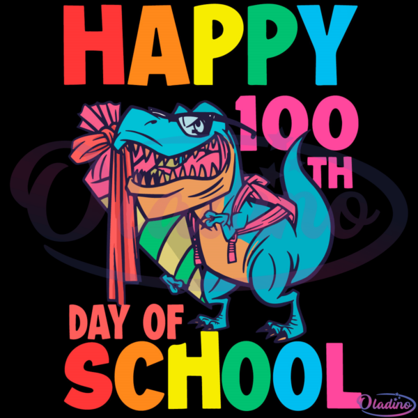 T REX Happy 100th day of School Svg Digital File, 100th Day Svg