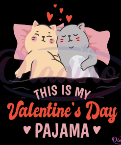 This is My Valentines Day Pajama Svg Digital Files, Cat Valentine Svg