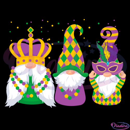 Three Gnomes Mardi Gras Svg Digital File