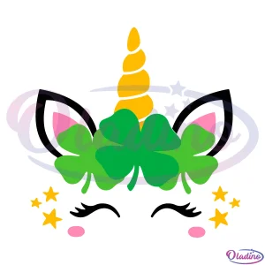 Unicorn Face St Patricks Day Girls Svg Digital File