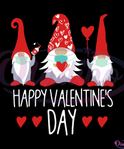 Valentines Day Gnomes Three Gnomes Holding Heart In Mask Svg