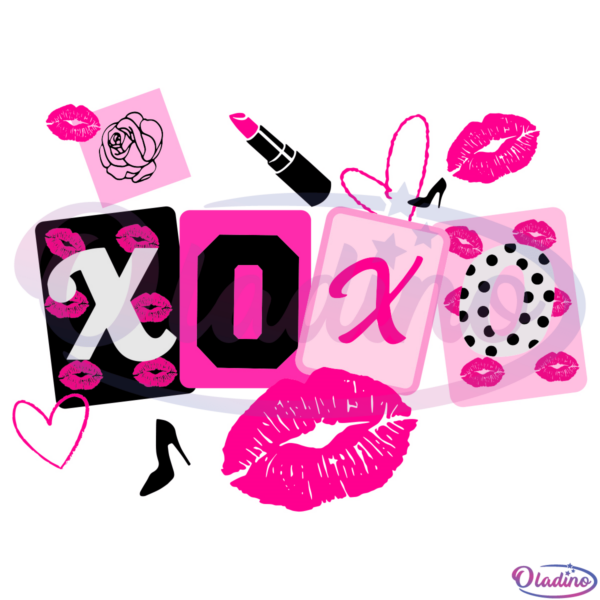 Valentines Xoxo Love Svg Digital File, Lips Svg, Retro Valentine Svg
