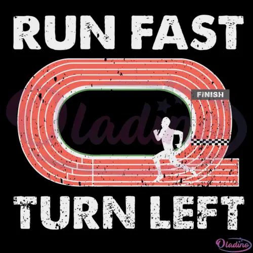 Vintage Track and Field Design Run Fast Turn Left Baseball Svg