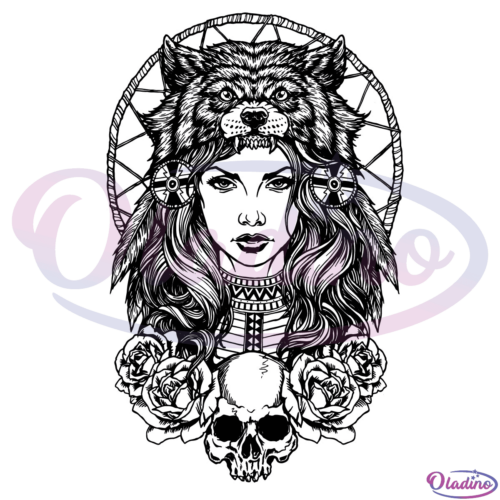 Wolf Girl Mandala SVG Digital Files