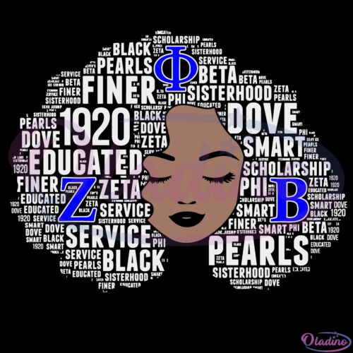 Zeta-1920 Afro Natural Hair Phi-Beta Words Svg Digital File