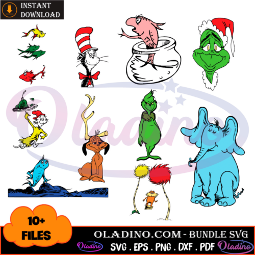 10 Files Dr Seuss Characters SVG Digital File