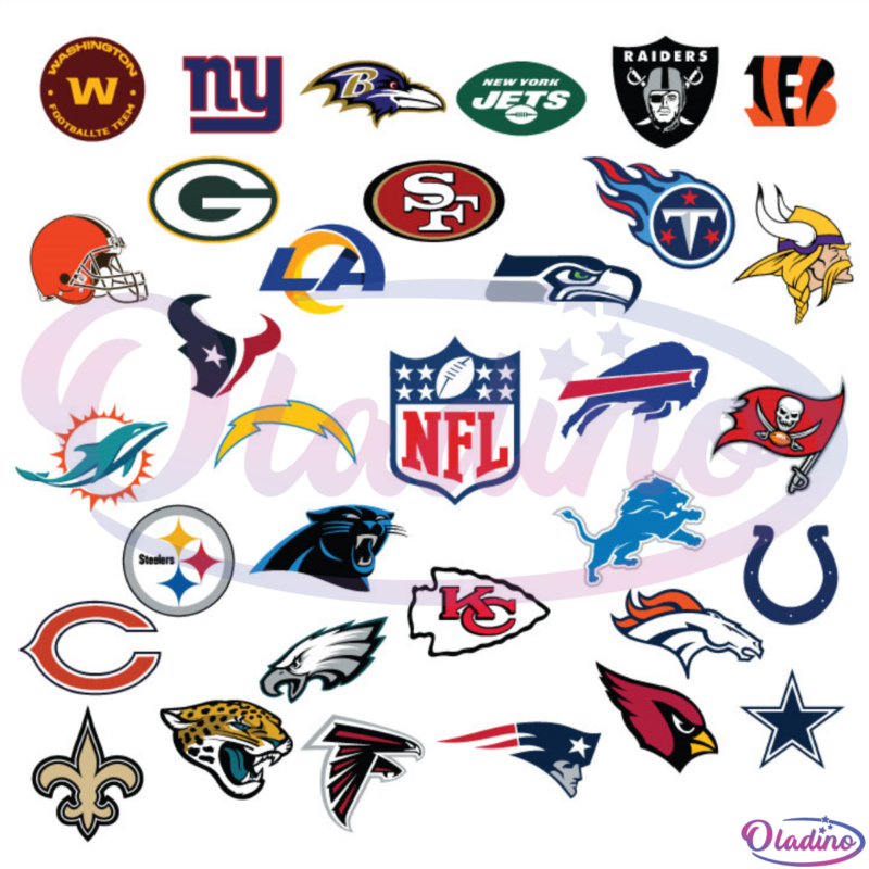 2021 NFL Team Logo Bundle SVG Digital File, 32 Teams NFL Svg