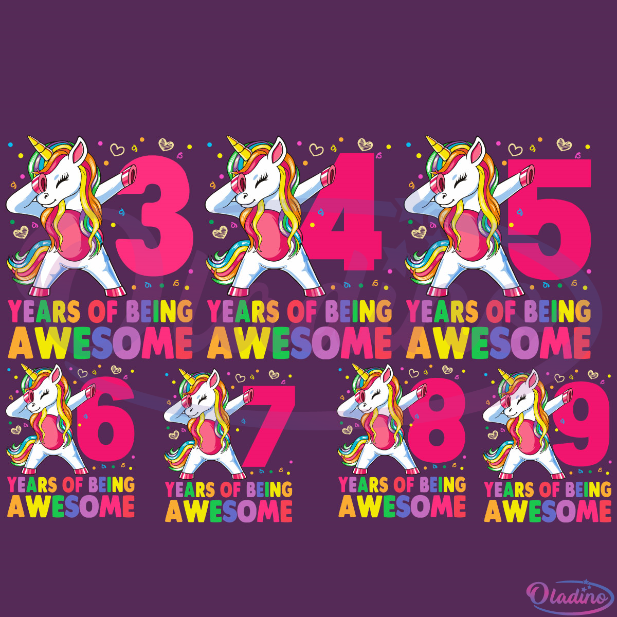 3 Years Of Being Awesome SVG File, Unicorn Dabbing 3rd Birthday Svg