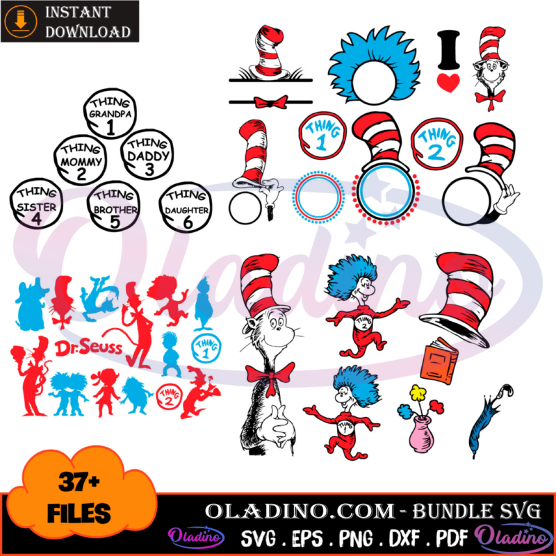 37 Files Dr Seuss SVG Digital File