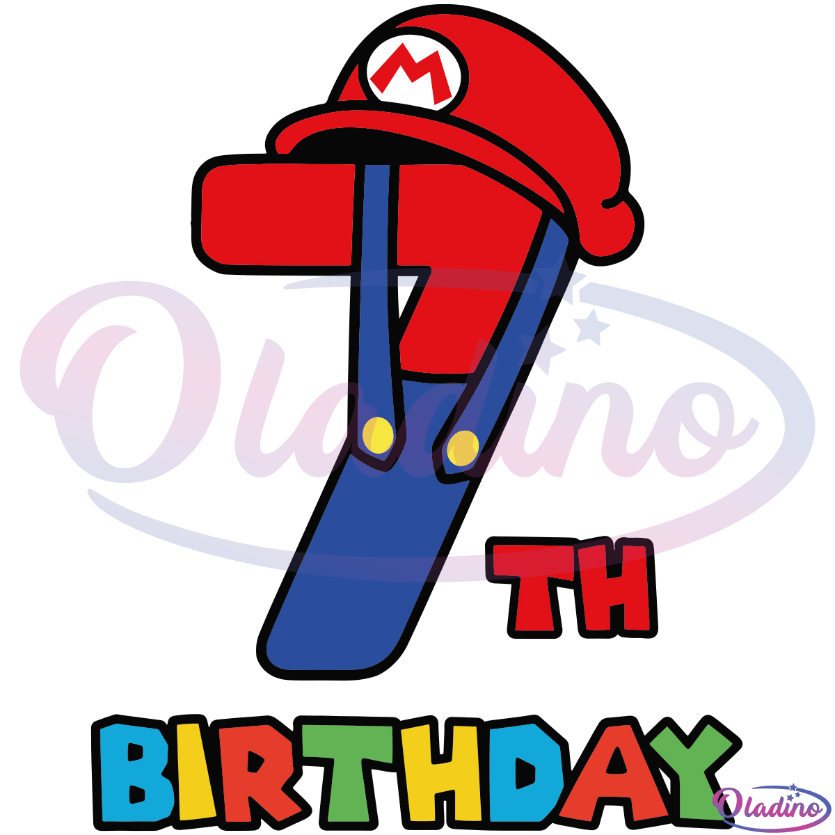 7th Birthday Mario Bros SVG Digital File, Super Mario Birthday Svg
