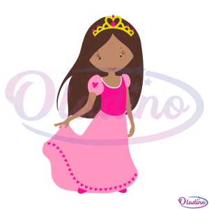African American Princess Queen Crown Ball Gown SVG Digital File