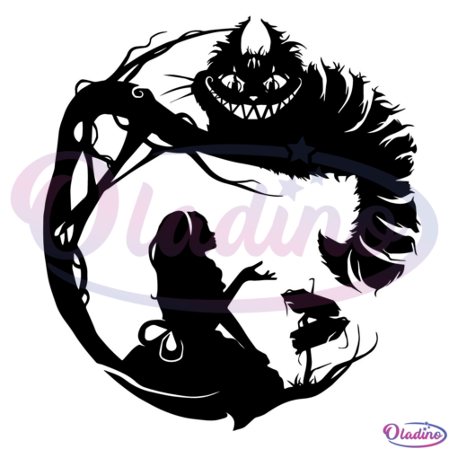 Alice Princess And Cheshire Cat On Halloween Night Of Disneyland SVG