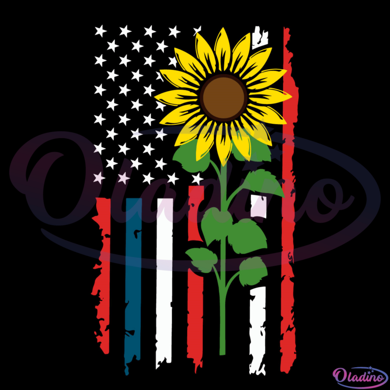 America Flag Sunflower SVG Digital File