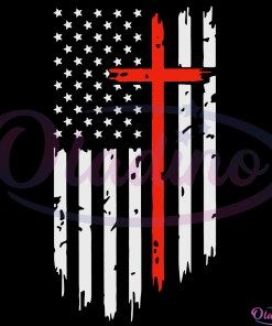 American Flag with Cross SVG Digital File, USA Flag SVG