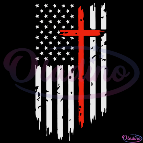 American Flag with Cross SVG Digital File