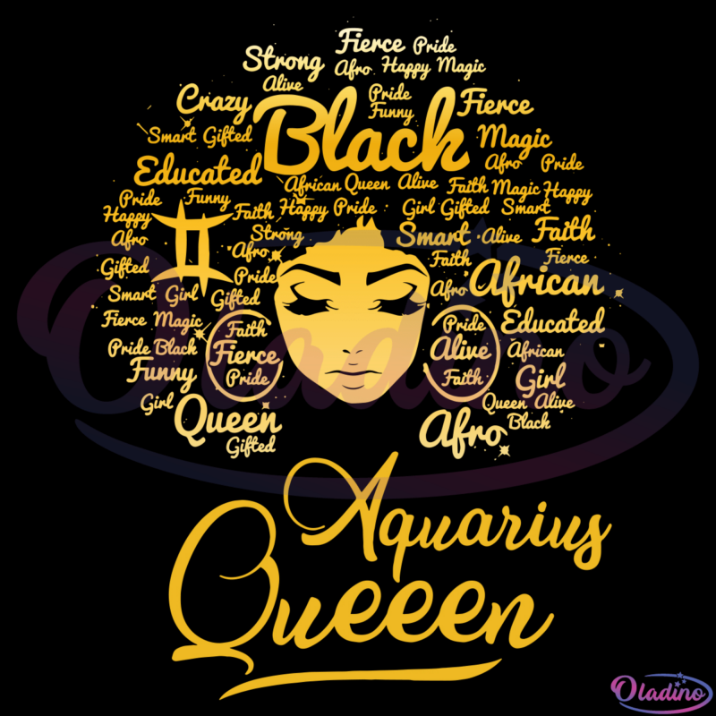 Aquarius Queen Birthday SVG Digital File, Black Queen Svg, Zodiac Svg