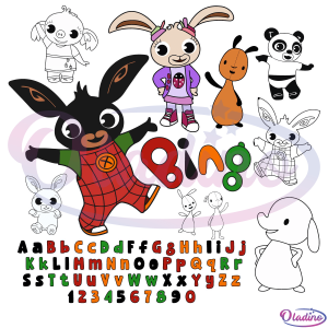 Bing Bunny Party ABCD Bundle SVG File, Birthday Decor Svg