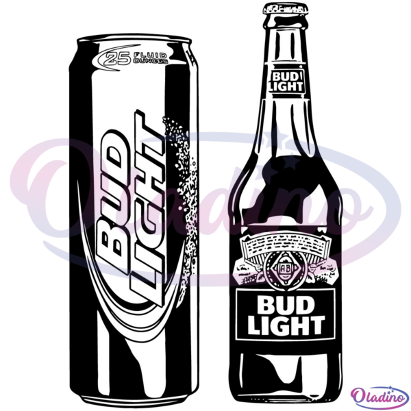 Bud Light Bottle And Can Alcohol Beer SVG Digital