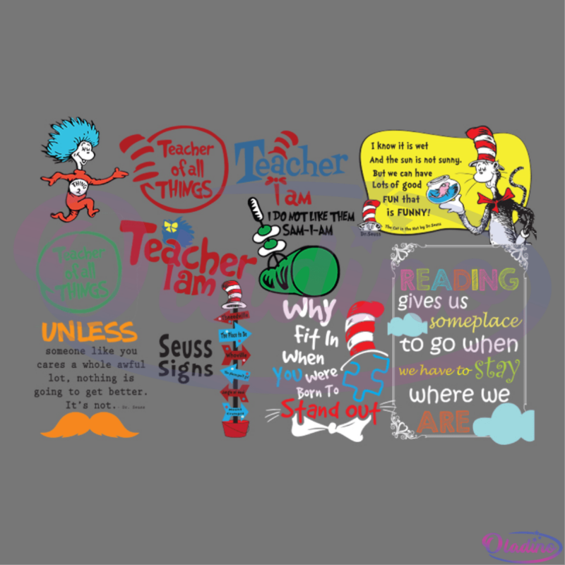 Bundle Dr Seuss Quotes SVG Digital File