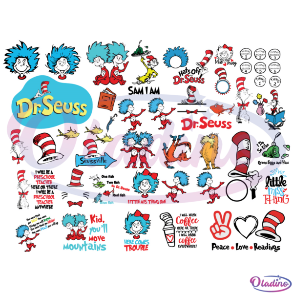 Big Bundle Dr Seuss SVG Digital File, Dr Seuss Character Svg