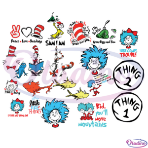 Bundle Dr Seuss Peace Love Reading SVG Digital File