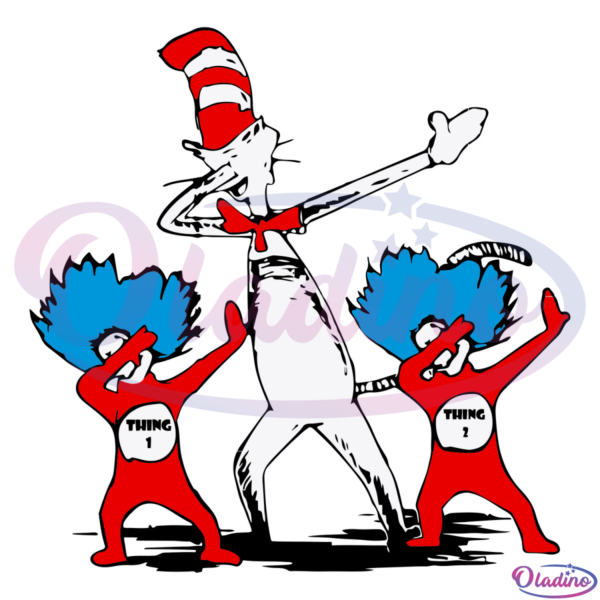 Cat In Hat And Thing 1 Dabbing SVG Digital File, Dr Seuss Svg, Thing Svg