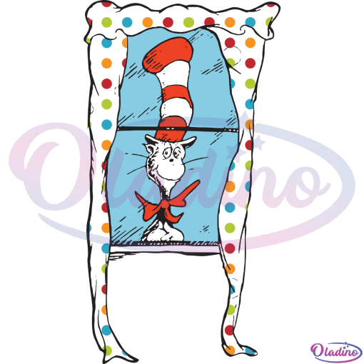 Cat In The Hat Standing By The Window SVG Digital File, Dr Seuss Svg
