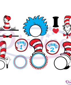 Bundle Thing One Thing Two Cat In The Hat SVG Digital File